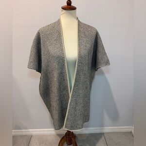 LOFT Gray and Cream Open Front Jacket (poncho)